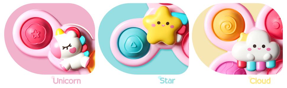 ALASOU 3PCS Pop up Suction Cup Spinner Toys | Spinning Tops Birthday Gift