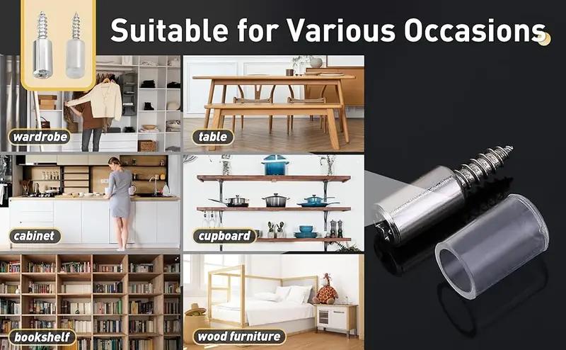 40Count Shelf Support Pegs,Self-Tapping Screws,Shelf Pins with Non-Slip Sleeve,Cabinet Shelf Pegs for Kitchen Utensils,Bookcases and Wardrobes,Fixed Support Self-Tapping Cross Screw,MirrorZone.