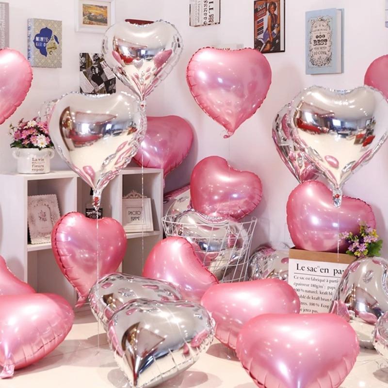 10/20Pcs Rose Gold Heart Foil Balloon Set, Decorations for Home Parties, Balloon Party Supplies, Birthdays, Anniversaries, Valentine's Day & Room Atmosphere Arrangement, Heart Shaped Balloons