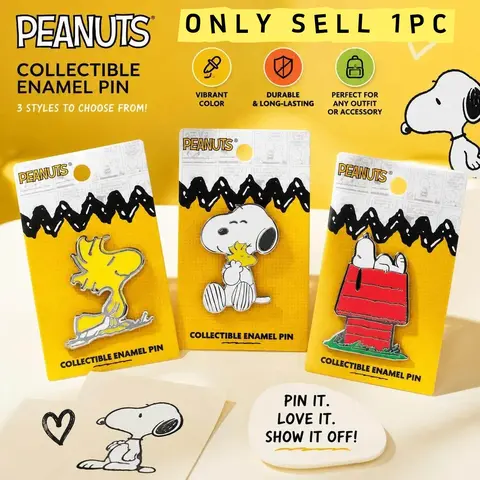 Peanuts Official Snoopy Enamel Pin, Woodstock Cute Anime Durable Metal Badge Brooch, Vintage Cartoon Accessory, Kawaii Jewelry, Perfect Collectible Lapel Pin, Enamel Lapel Pins