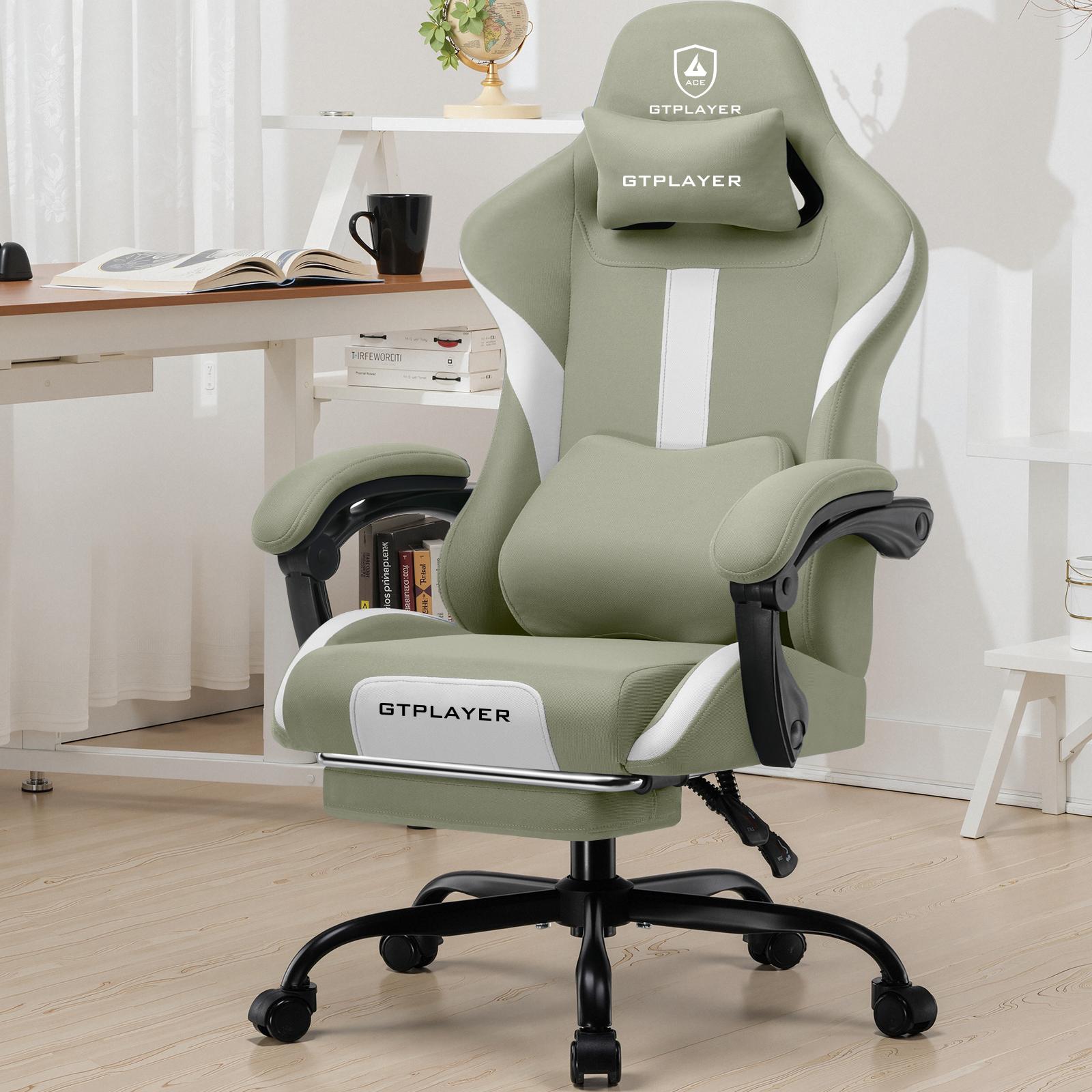 【Buy 1 get 4】Ergonomic Office Chair Pocket Spring Seat & Memory Foam Pillow, Gaming Chair with Pocket Spring Cushion, 360° Swivel, Adjustable Height, Reclining 90°-160°, Extendable Footrest