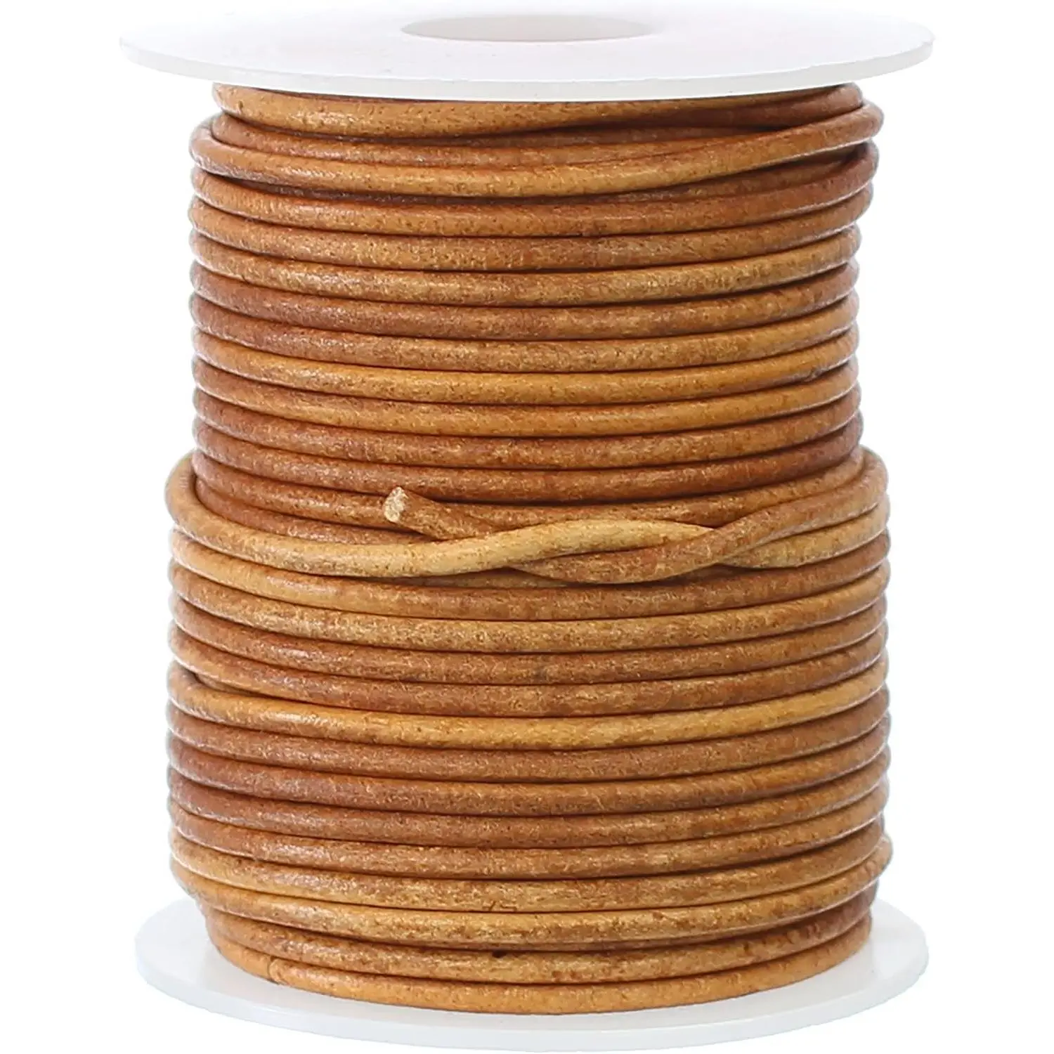 2mm Brown Round Genuine Leather Cord - 20 Meters (21.8 Yds)
