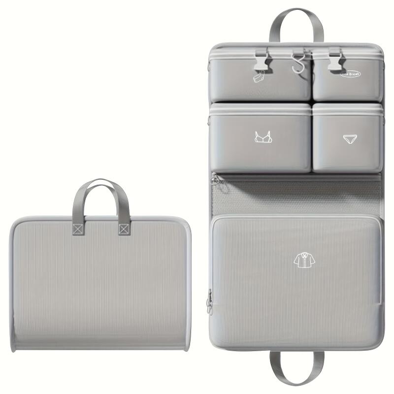 Six-In-One Travel Organizer Set, Luggage Packing Bags, Foldable Nylon Storage Pouches, 6 Zippered Compartments, Durable for Clothes and Bedding