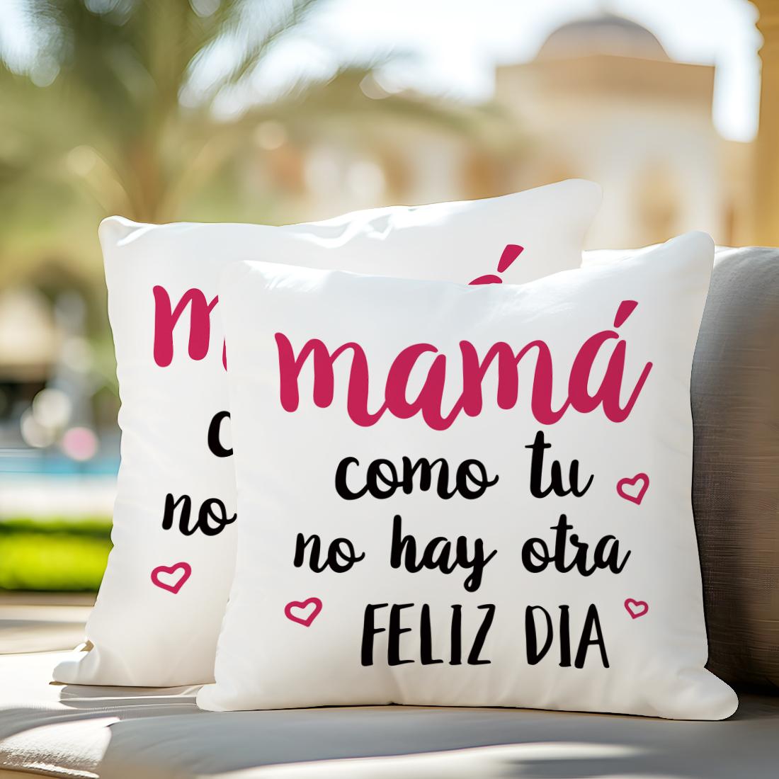 Mother's Day Spanish Text Pattern Pillowcase, Single-Sided Print, Holiday Gift, Home Decor for Living Room Bedroom, No Insert Included
