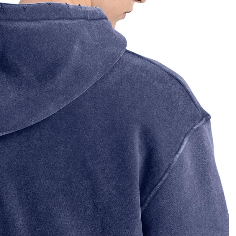 FAIABLE Unisex Oversized Hoodie Plush Fleece Sweatshirt Vintage Heavyweight Cotton Big & Tall for Men Couples Winter Autumn Workout College Streetwear Sweaters Green Acid Wash Kanga Pocket Casual Crewneck Basic Ribbed Stretch Stylish Fabric