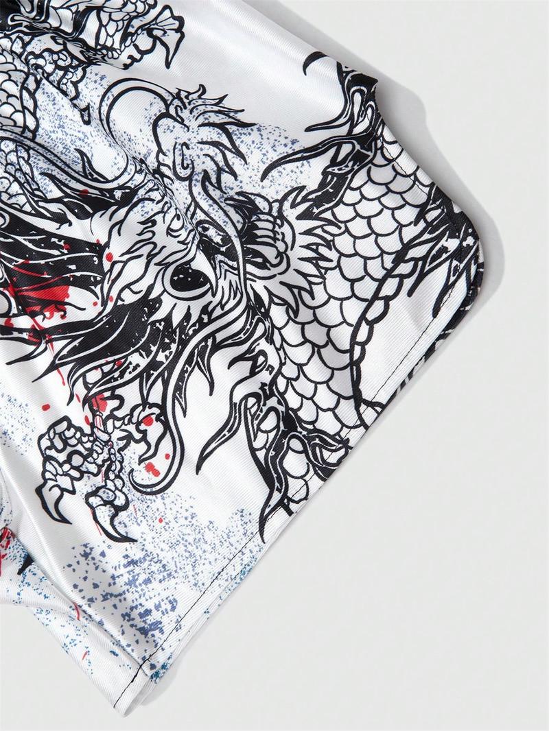 Men's Casual Graphic Print Boxing Shorts, Athletic Wear Shorts, Comfortable Loose Fit, Regular Style, Perfect for Leisure Scenes, Simple Design