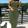 2-Piece Breathable Sexy Sporty Casual Slim Fit Knit Crop Sleeveless Tank Top & High-Waisted Skirt Set for Beach, Vacation and Date, Street Style Aesthetics Womenswear