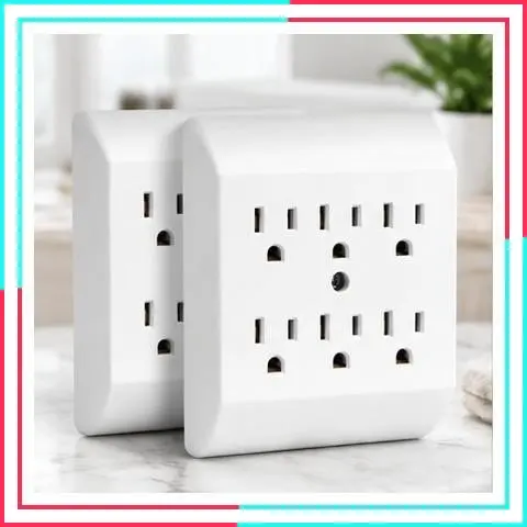 ETL Listed 2-Pack 15A 1875W 6-Outlet Wall Tap Extender