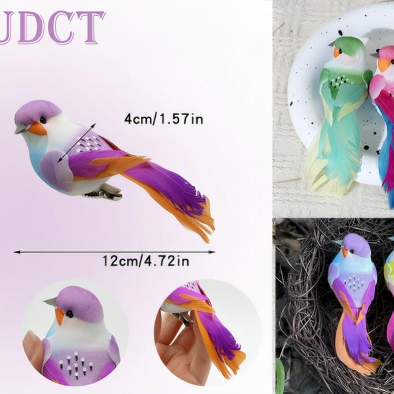 6-Piece Set Realistic Bird Decorations, Garden Decoration, Living Room Plant Decor, Outdoor Plant Decor, Forest Party Supplies, Random Colors