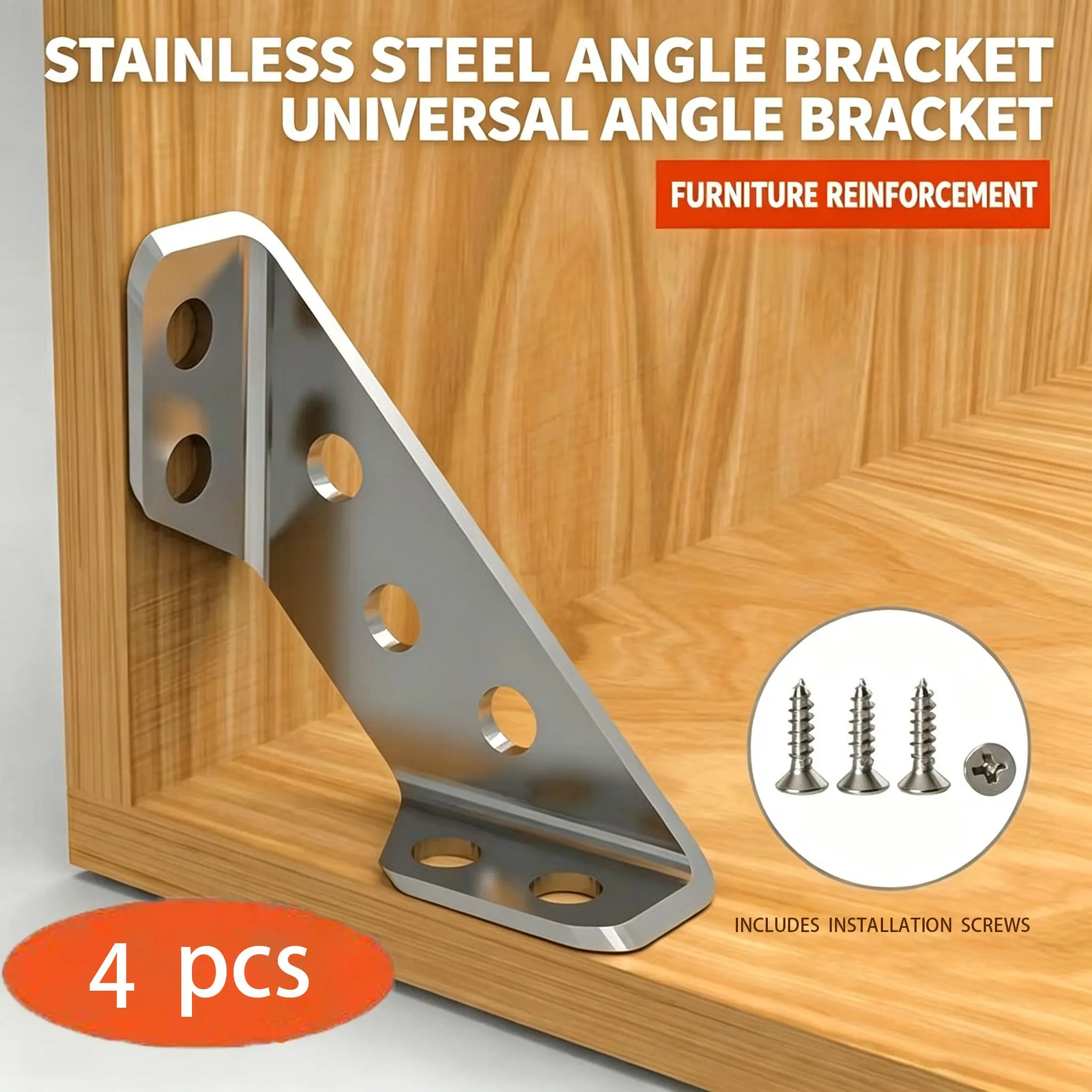 4pcs Heavy-duty Steel Furniture Corner Brackets Set with Screws - 90° Corner Support, Detachable Surface and Scratch-resistant Metal Connectors, Suitable for Carpentry, Shelves, Tables, Bed Frames (Easy to Install, DIY) Universal Angle Bracket