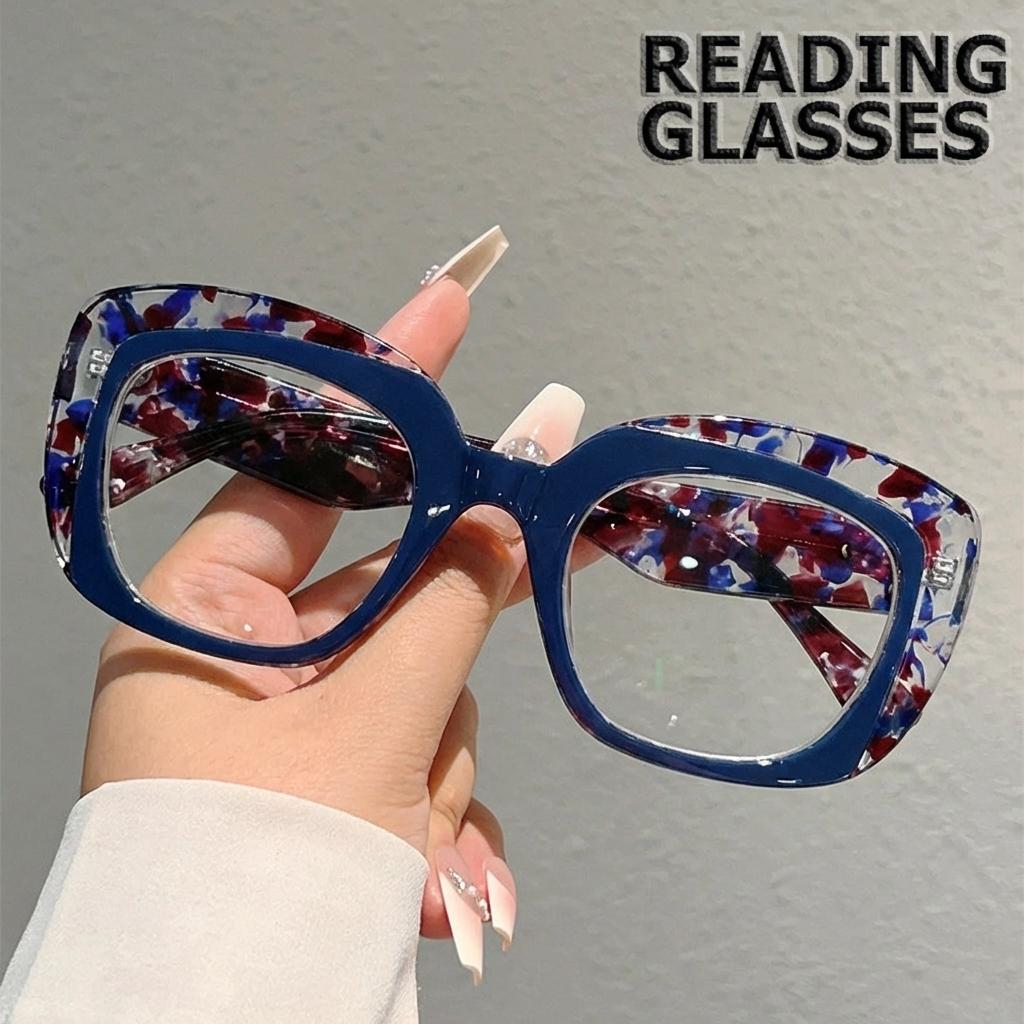 Vintage Double-Layer Square Frame Reading Glasses, High-Definition Blue Light Blocking, Eyewear for Middle Aged and Elderly