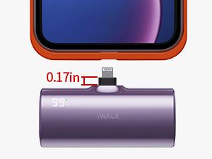 iWALK 5000mAh Portable Charger with 2 Exchangeable Plugs USB-C and Lightning, Mini Power Bank for iPhone 16/15/14/13/12/11, Samsung S24/S23, AirPods - Purple Earbuds Silicone Durable Protection power bank
