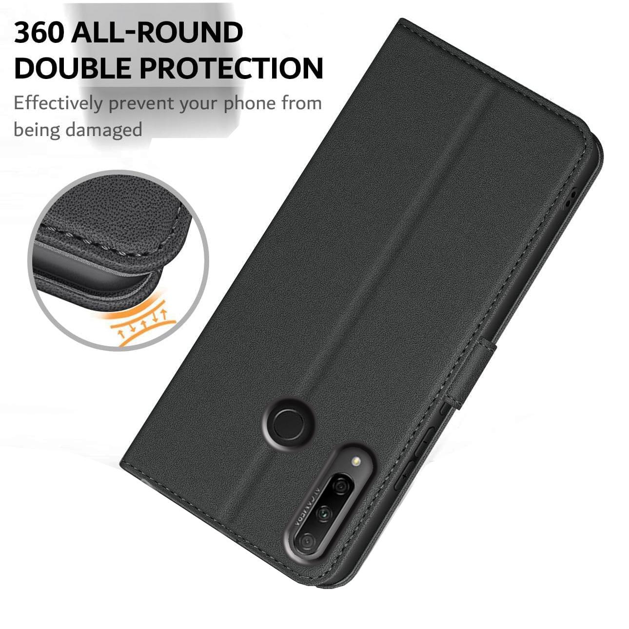 For Honor 9X / Huawei P Smart Z / Y9 Prime (2019) Case With Kickstand PU Leather Card Slot Black Wallet Flip Protective Phone Case Cover