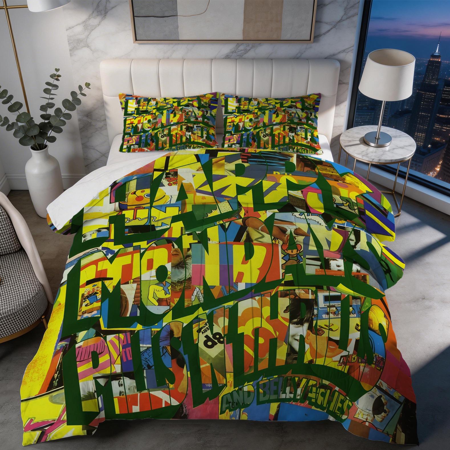 2/3 Piece The Stone Roses Comforter Set, 1 Comforter + 1/2 Pillowcases, Britpop Indie Rock Band Bedding, Retro Music Themed Bedroom Decor for Music Lovers, Ideal Fan Gift