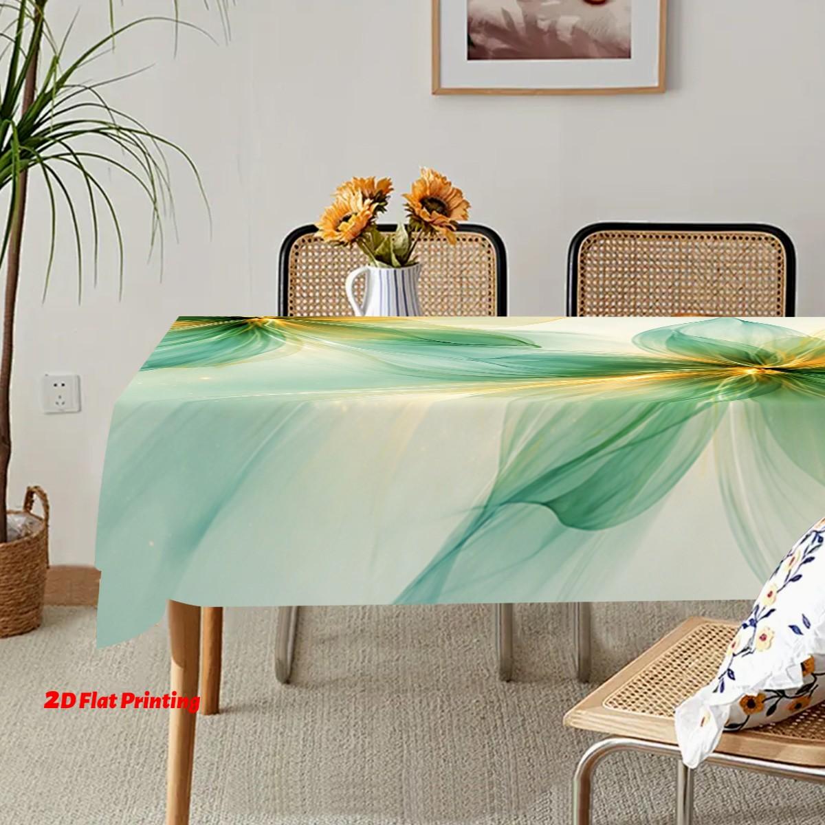 Elegant Floral Print Tablecloth, Light Blue to Gradient, Durable Polyester, Perfect for Parties, Indoor & Outdoor Use, Vibrant Table Decor