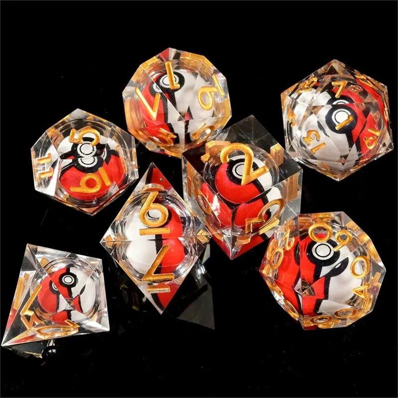 Rotating Eye Dnd Dice Set, 7 Piece Liquid Core Polyhedral Dice Game for Dungeons & Dragons Rpg, Resin Sharp Edge D&d Dice Rotating Eye Dnd Dice Set, 7 Piece Liquid Core Polyhedral Dice Game for Dungeons & Dragons Rpg, Resin Sharp Edge D&d Dice