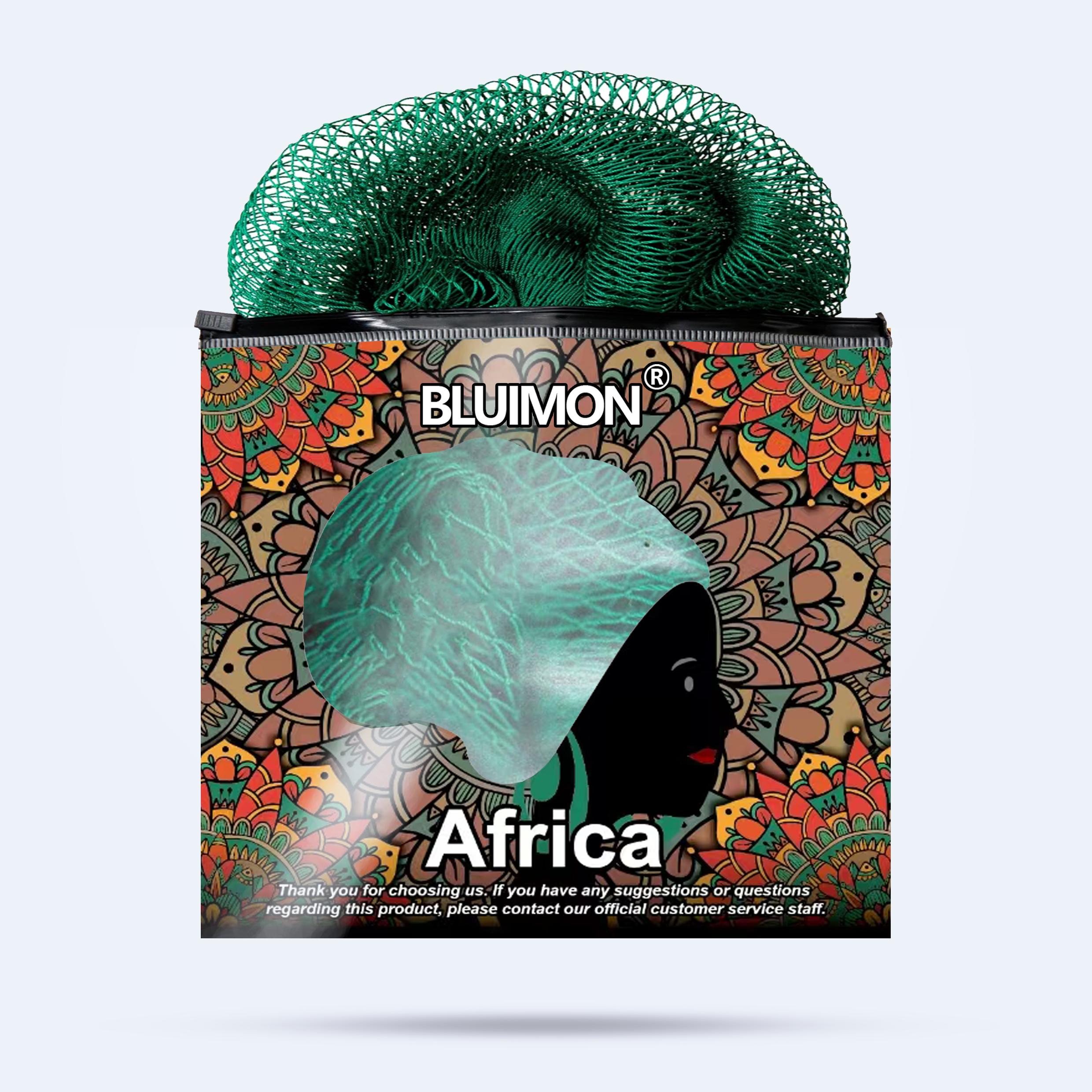 Bluimon African Exfoliating Net Sponge Authentic Ethically Sourced from Nigeria 45 Inches Long Quick Exfoliation Back Scrubber for Daily Use Black Green Orange Pink Purple