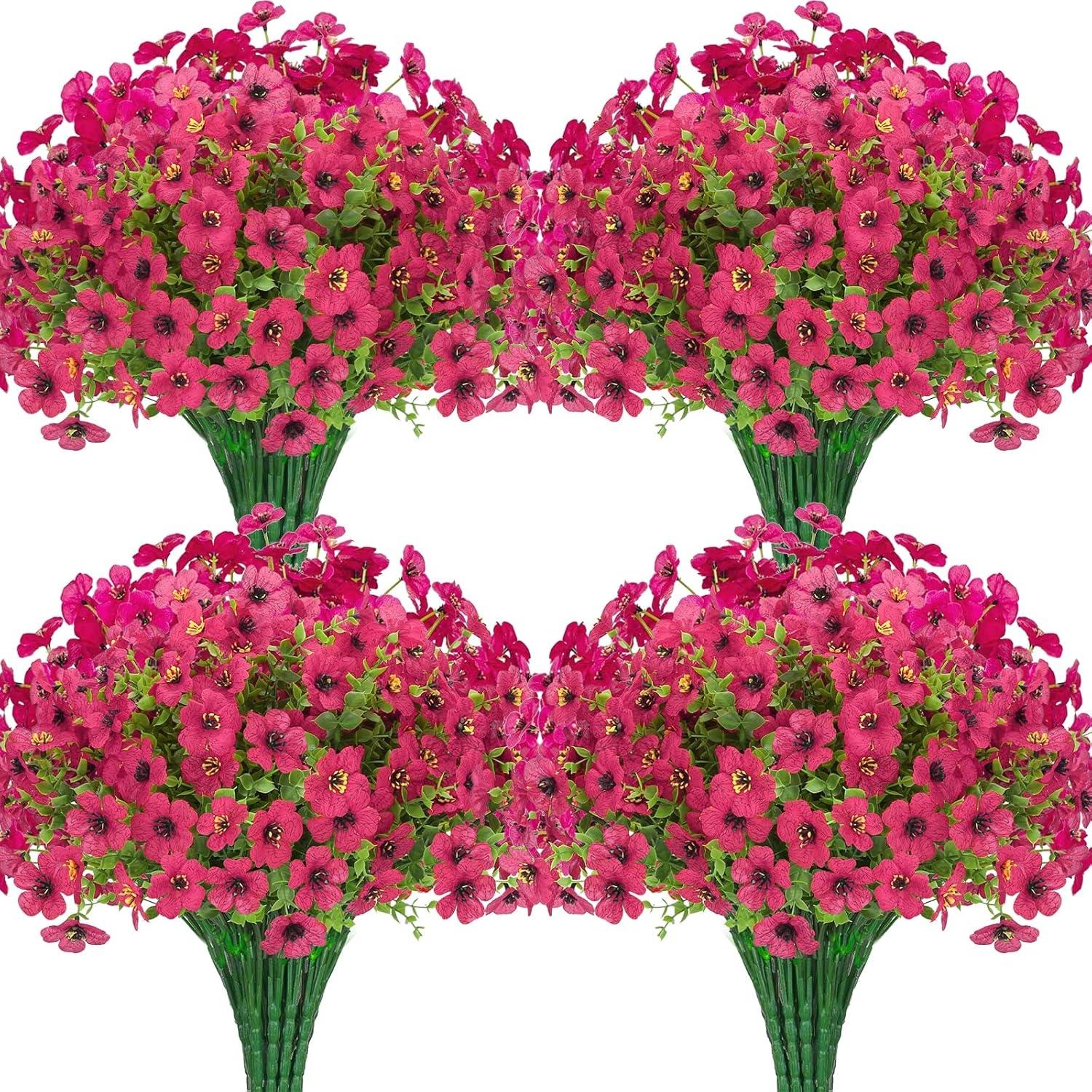 12-Piece Autumn Artificial Flower Bouquets, UV Protection Chrysanthemums, Outdoor Indoor Decor, 4 Colors, Full Season Home Decoration