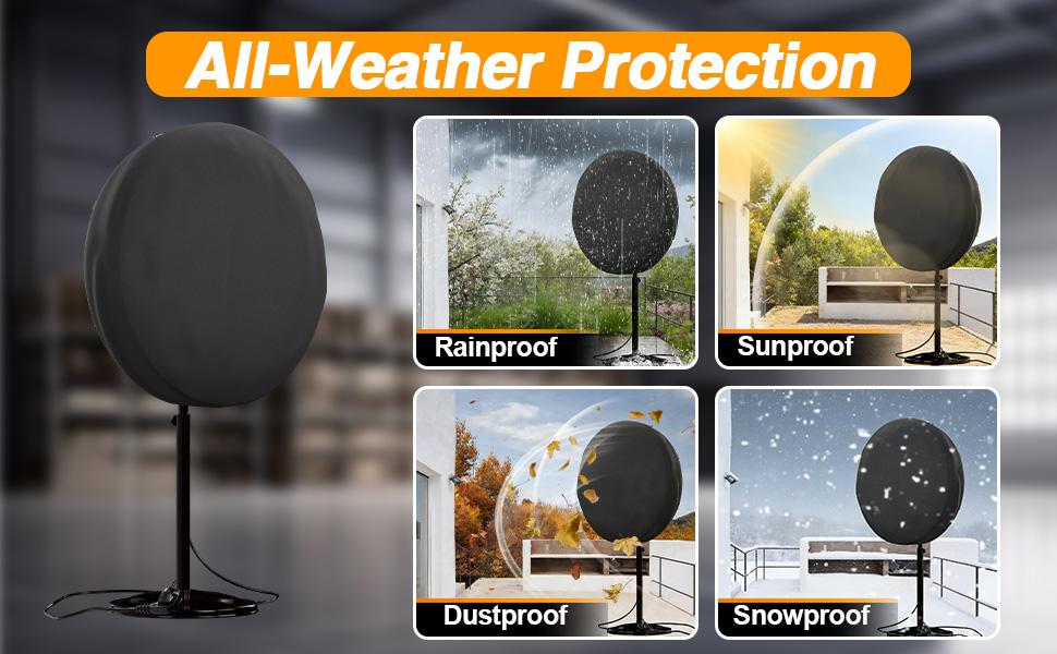 Outdoor Fan Cover Compatible with 20-24 Inch Wall Mount Fan & Pedestal Fan Heavy Duty 420D Waterproof Industrial Fan Protection Covers with Durable Zipper Windproof Buckles