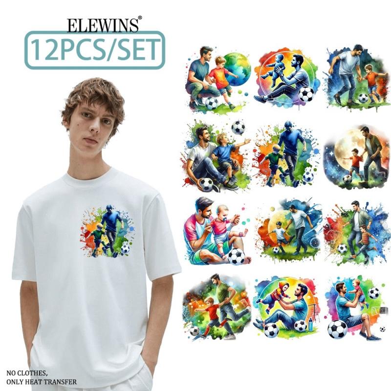 12 Sheets Football Father's Day Heat Transfer Vinyl HTV Gold Foil DTF for Tshirt Hoodie Jeans Backpack Pillow Machine Washable Iron on Transfer for Men Women