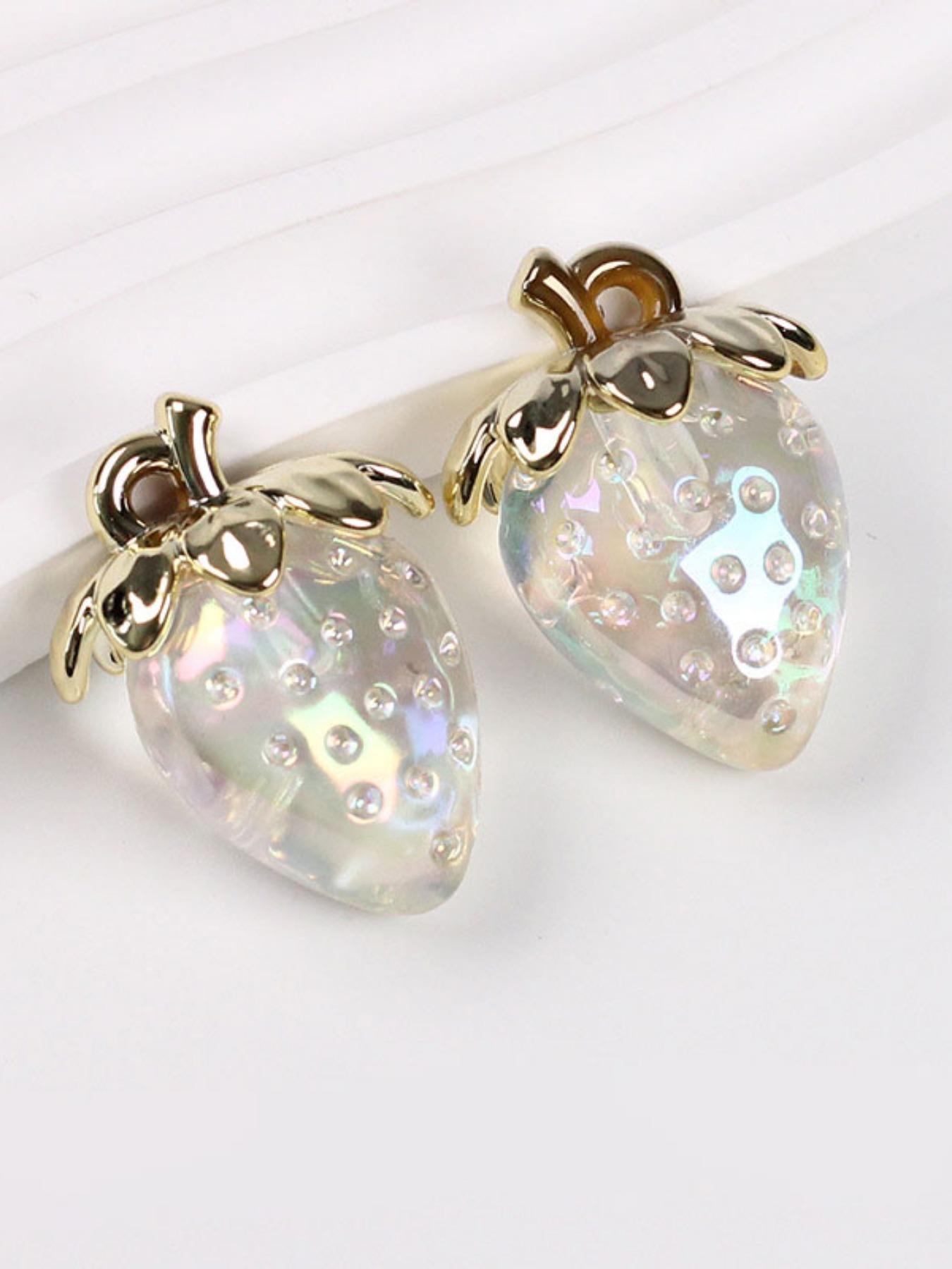 2pcs Transparent Acrylic Strawberry Pendant, DIY Hair Accessories, Phone Chain, Bracelet, Necklace, Keychain, Christmas Gift