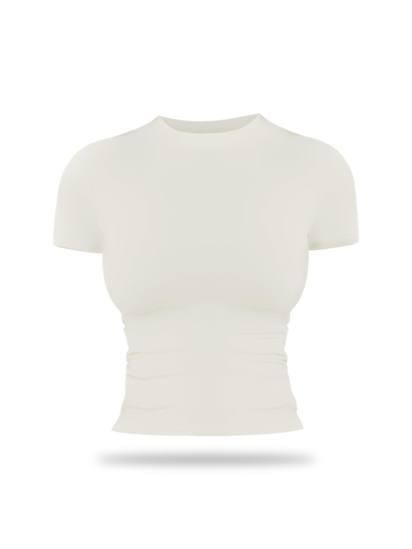 Women's Solid Color Sports Tee, Casual Comfy Breathable Short Sleeve T-shirt for Yoga Gym Workout Running, Ladies Sportswear for All Seasons