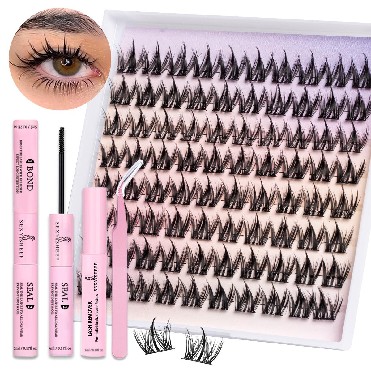 Lash Clusters Manga Eyelash Clusters Spiky Cluster Eyelash Extensions 80Pcs C Curl Individual Lashes Volume Anime Lash Clusters with Thin Band Lashes DIY False Eyelashes at Home with Bond& Seal& Remove& Eyelash Tweezers #TOP PICKS