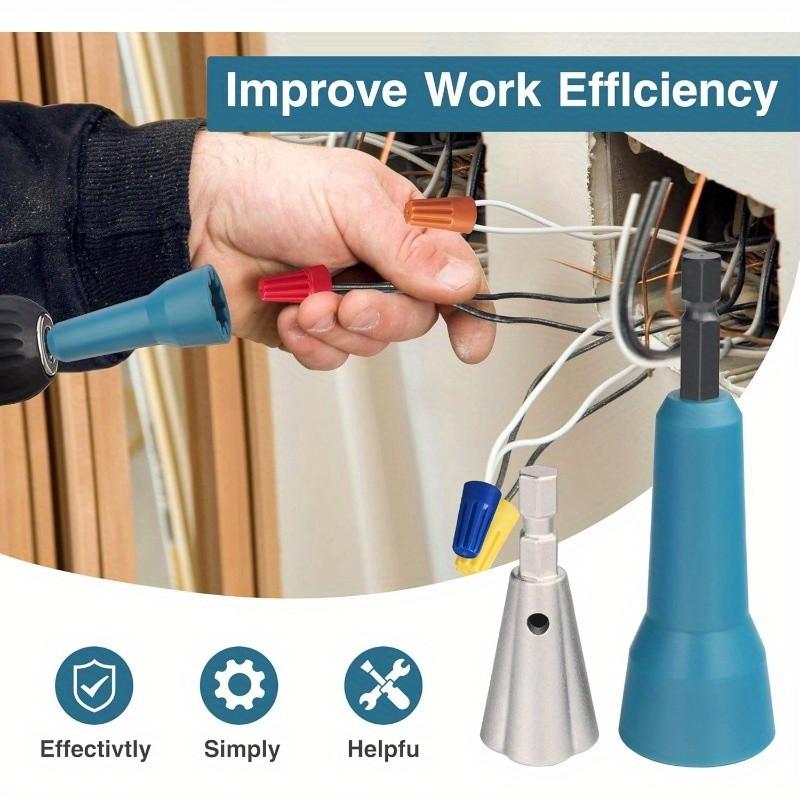 2-Pack Wire Cap Tightener, Wire Crimping Tool, Drill-Compatible, Rotating Connector Socket, 1/4 Inch Jaw, Stripping & Crimping Dual-Use Tool