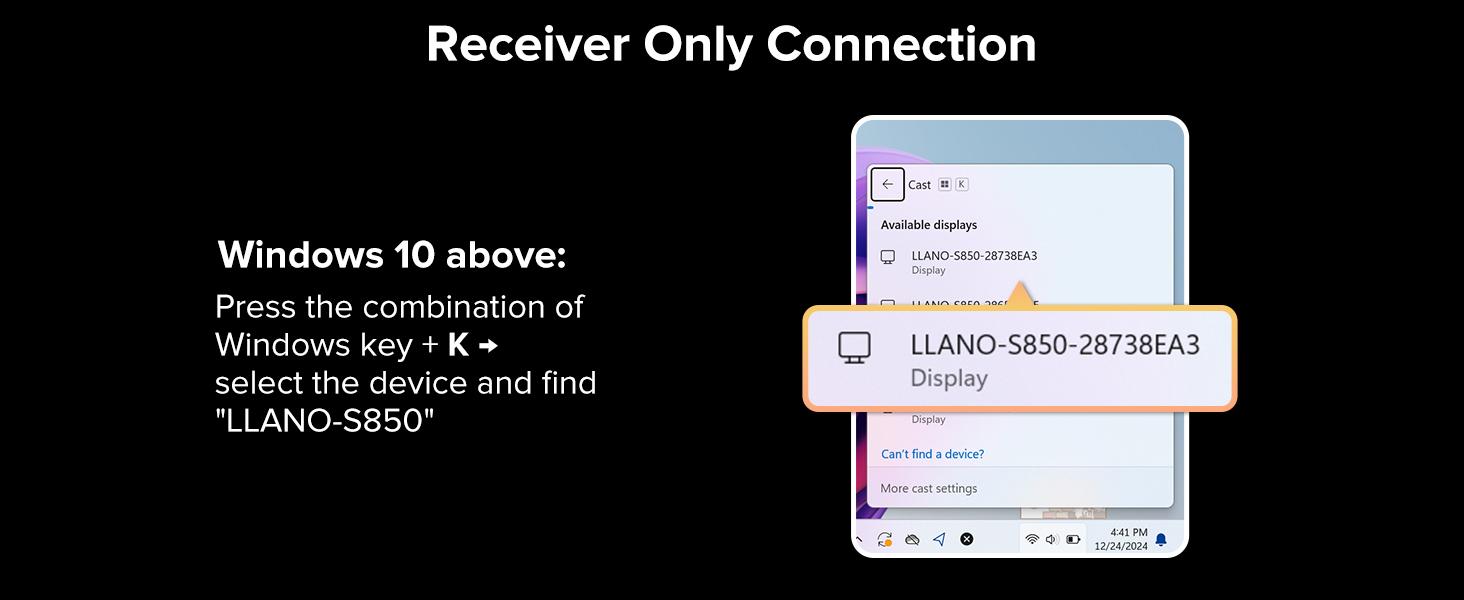 llano S850 Upgraded Type-C Wireless HDMI Transmitter and Receiver, 50M, Ultra 4K Decode Input 1080P@60Hz Output, Plug&Play 5G+2.4G and Audio for Phone/Tablet/Laptop/PC to Monitor/Projector/TV Box