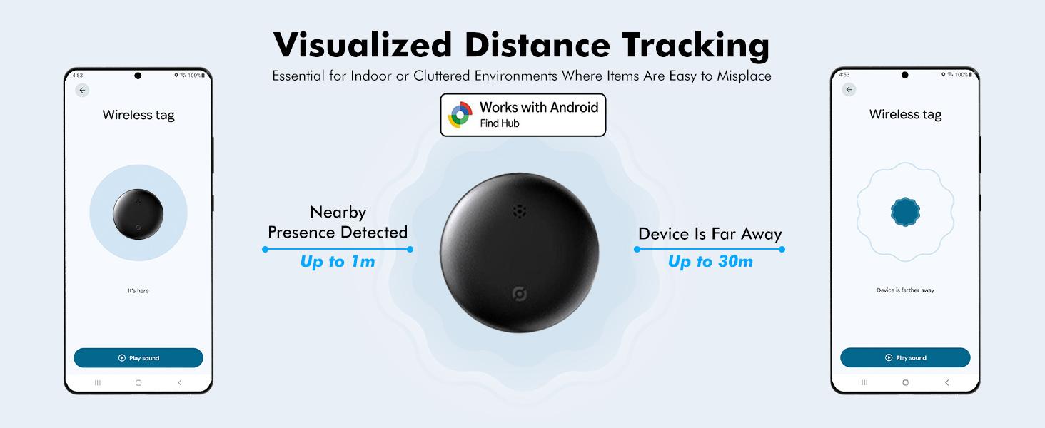 Android tracker tag, Google certified smart tracker, with silicone shell, Wireless Tag, can be used with Google Find hub, can store keys, luggage, backpacks, pets, IP67 waterproof and replaceable battery (Android only)