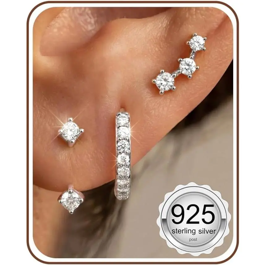Sterling Silver Earrings for Women Hypoallergenic Stud Hoop Earring