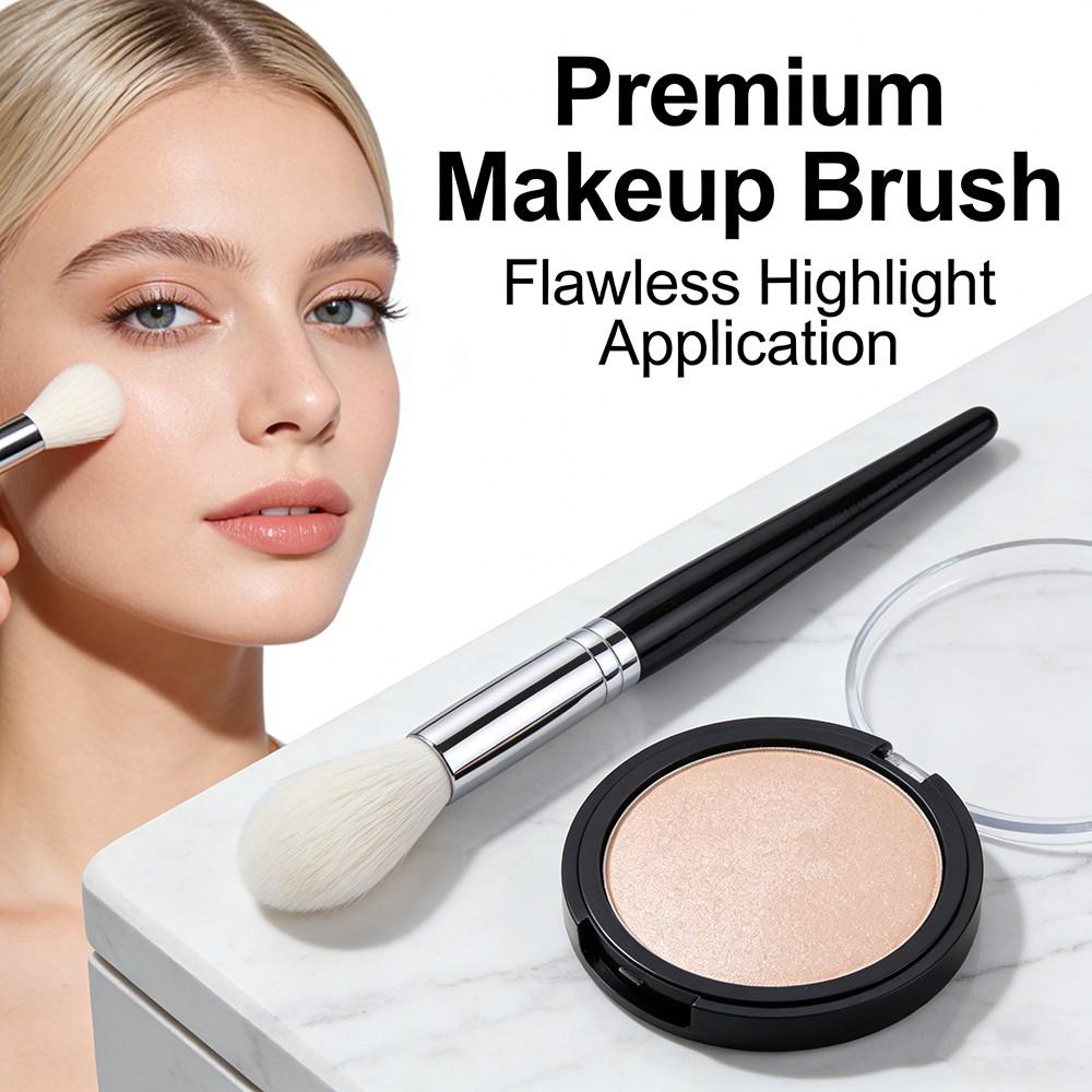 Flame Highlighter Brusher, Powder Blush Highlight Contour Sculpting Makeup Tool, 100% Goat Hair Tapered Makeup Brush, 1pcs