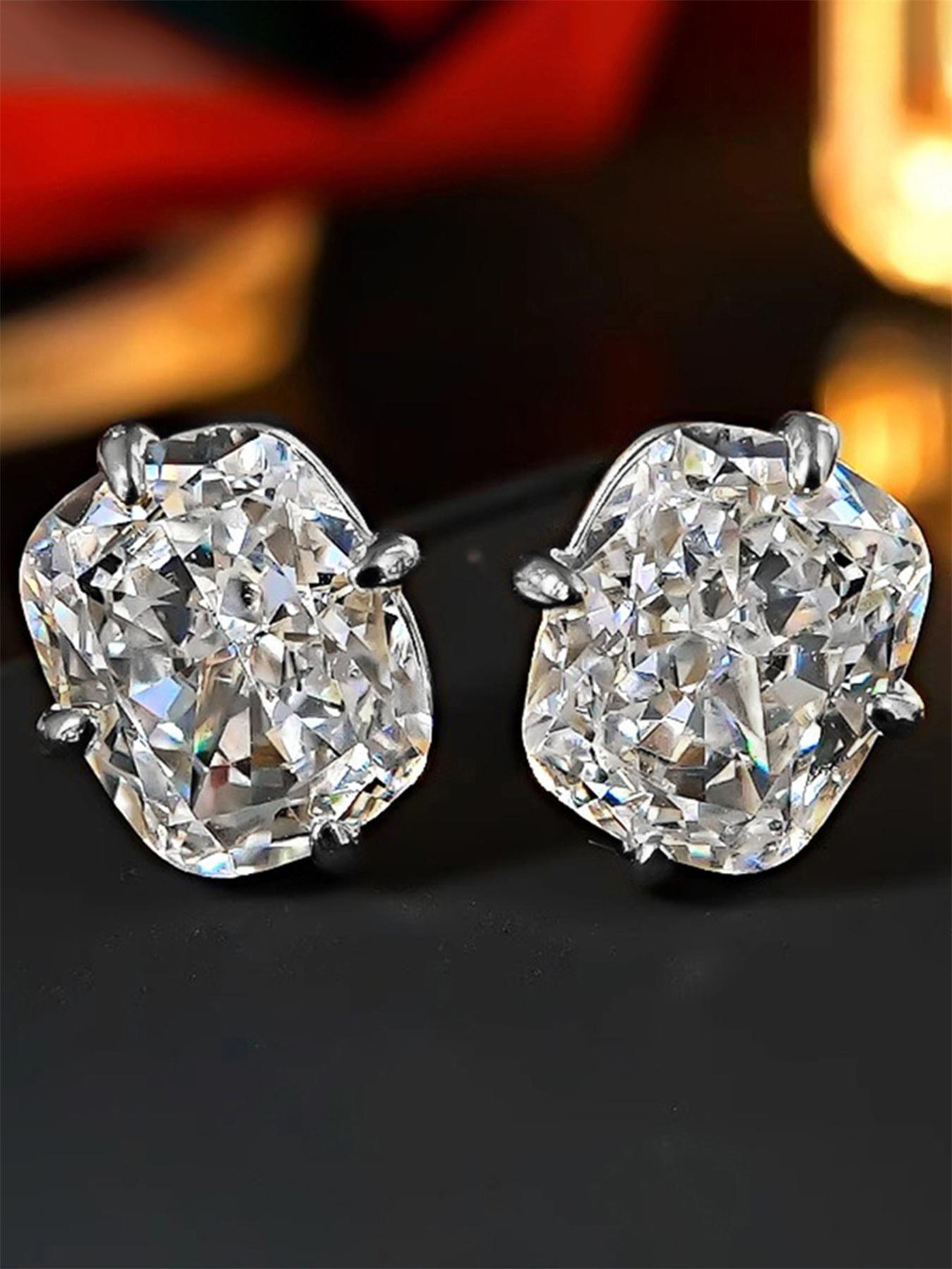 1 Pair Romantic Cubic Zirconia Stud Earrings For Women High Quality Earrings For Party Engagement Anniversary Jewelry Valentine's Day Gift