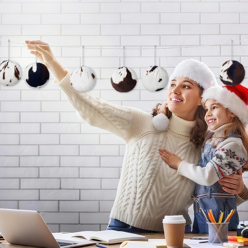 Christmas Clearance Sale Western Cowboy Christmas Ornaments Set Plastic/Plush Cow Print Christmas Balls with Bow, Christmas Decor Cowboy Hat Western Decor Wooden Hanging Decorations for Xmas Tree Farmhouse Country Holiday Party Home Decor Christmas Gifts