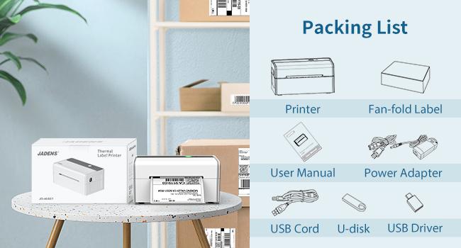 JADENS Bluetooth Shipping Label Printer, Wireless Thermal Printer for Small Business & Package, USPS, UPS, Compatible with Phone, iPad, PC