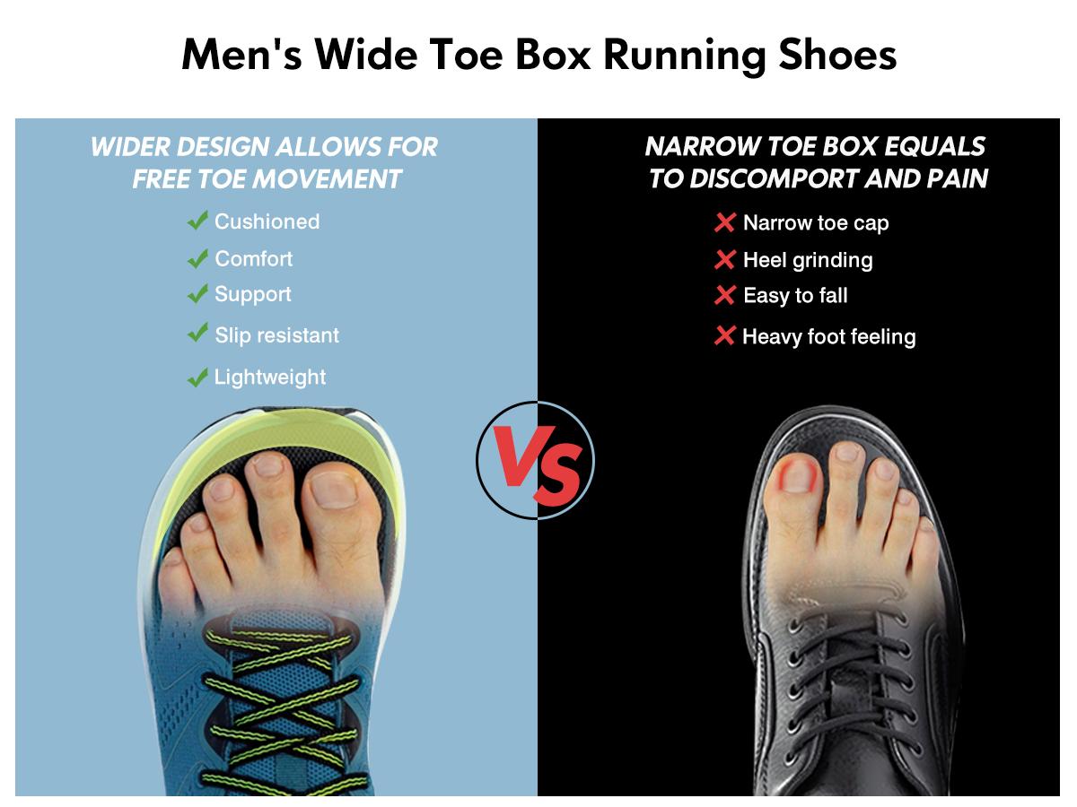 Ortho+rest Men Wide Toe Box Shoes Pain Relief Running Shoes Wide Width Sneakers for Ingrown Toenail Closed Trainer Walking Shoes Men's Casual