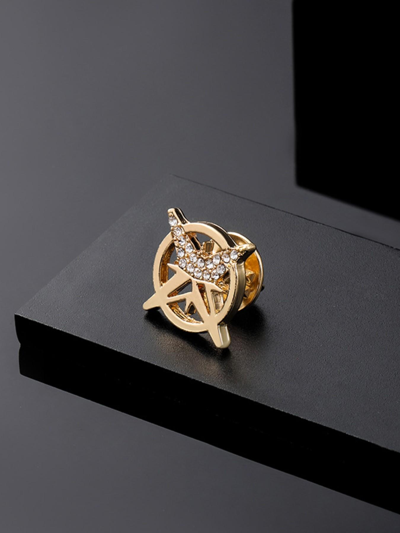 Men's Suit Jacket Decoration Luxury Match Hexagram Badge Pin Small Collar Shirt Unique Brooch, Stylish Accessory for Formal Wear