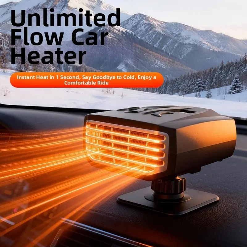 12V vehicle-mounted heater and defogger, a three-in-one multi-functional windshield heater, featuring rapid heating, deicing, defogging and air purification functions | 360° adjustable plug-in portable heater, suitable for cars, SUVs, campers, and trucks