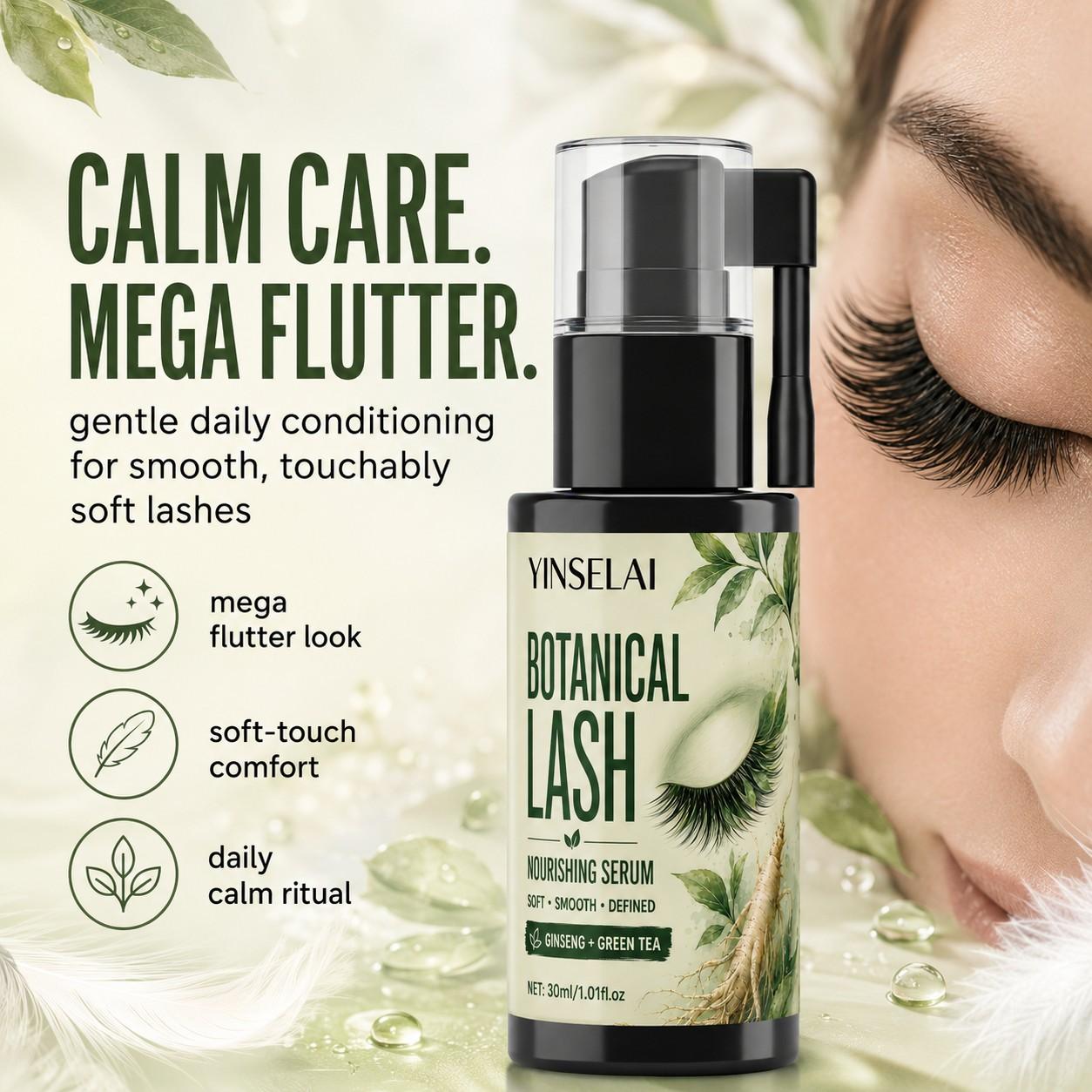 Plant-Based Lash Care Solution, Ginseng Tea Lash Thickening Serum, Nourishes Weak Lashes, Natural Long and Bright Lashes, Longer Looking Lashes, Daily Use