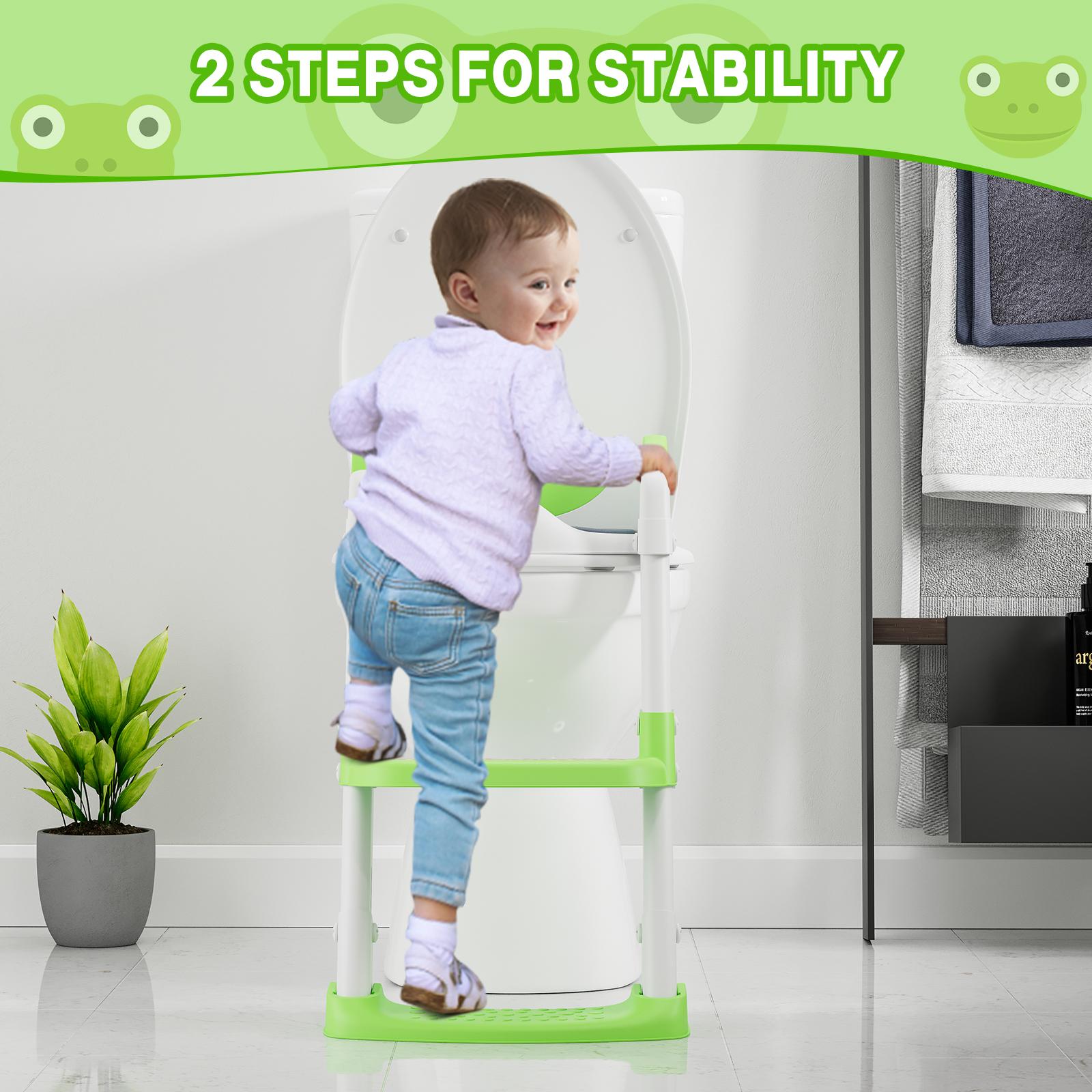Potty Training Seat with Step Stool Ladder for Toddlers as a Potty Training Toilet Anti-Slip Safe Pads Adjustable Height Legs Potty Training Seat with Step Stool Ladder for Toddlers as a Potty Training Toilet Anti-Slip Safe Pads Adjustable Height Legs