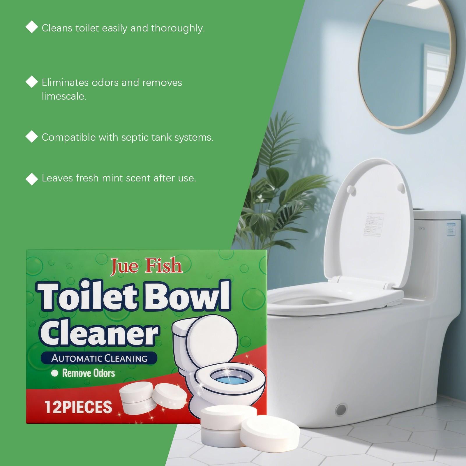 2-Pack Toilet Cleaning Tablets (12pcs*2), Daily Bathroom Toilet Cleaner, Deodorizer, Fresh Air, Stain & Scale Remover, Clean & Refreshing