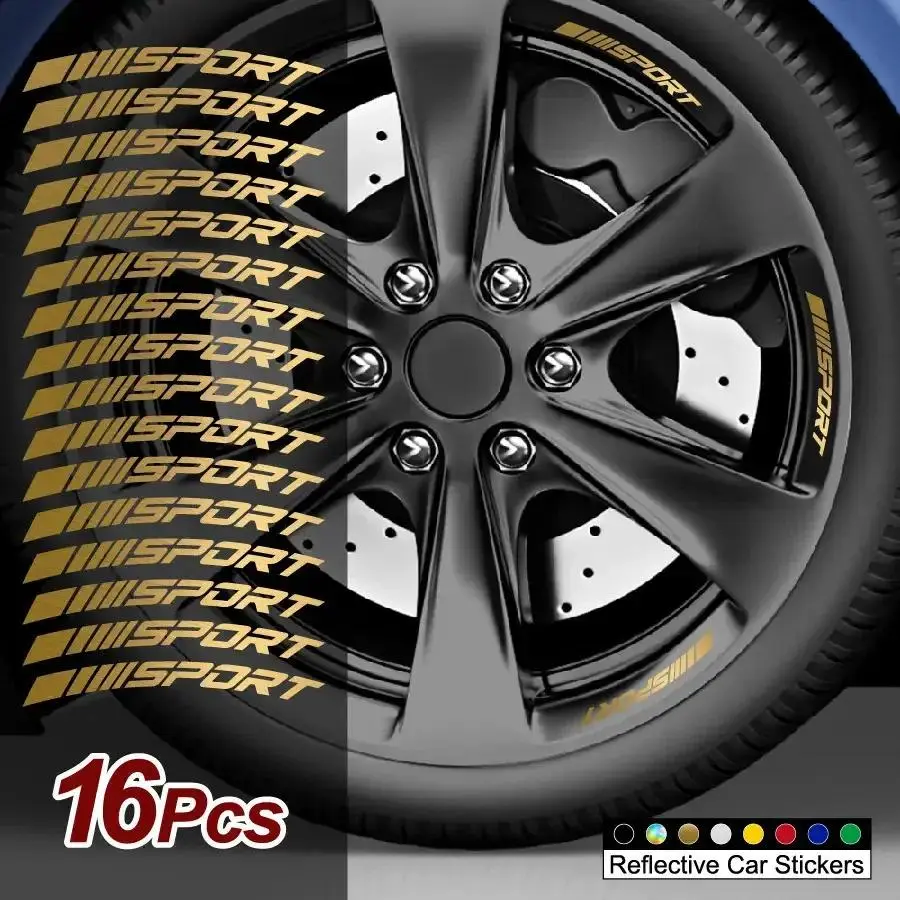2D Graphic, 16 Piece Set Motorcycle Helmet ***** "Wheel Decorative Stickers, Racing Style 2D Graphic Design