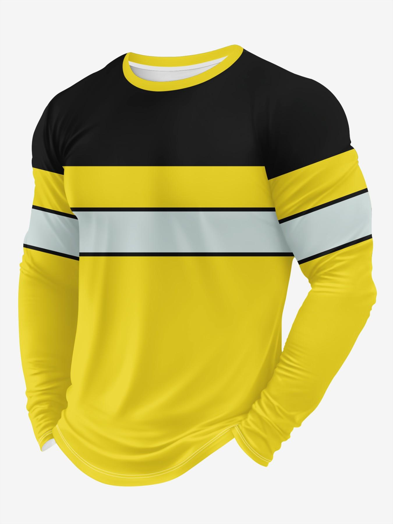 Men's Long Sleeve T-Shirt, Tops, Classic Workwear Style 3D Print, Sporty Casual Round Neck, Breathable Polyester Fabric, Slim Fit, Outdoor Comfort, Athletic Fitted Breathable, Casual Breathable Design
