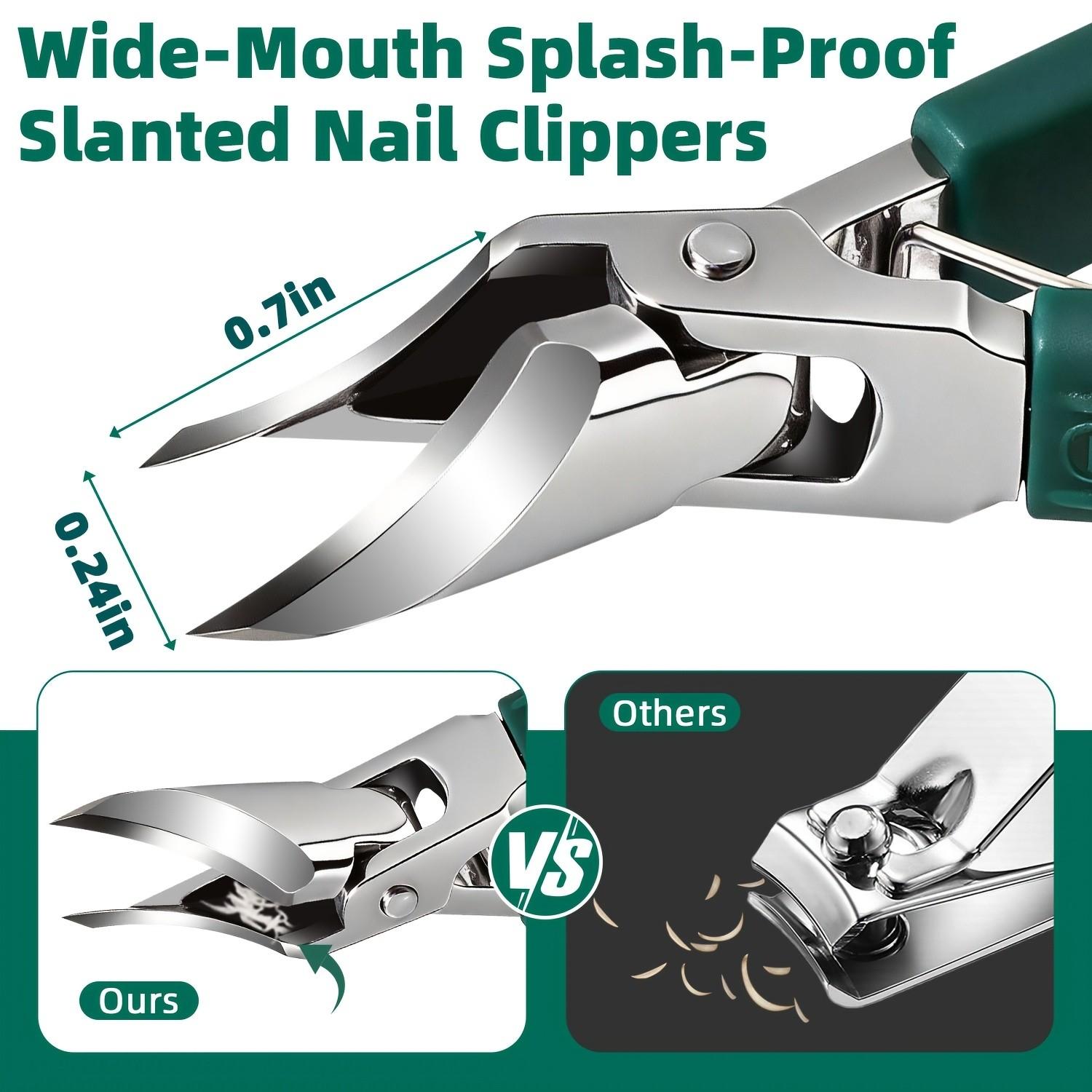 Eagle Beak Beveled Nail Clippers, 3Pcs Wide Jaw Opening Anti-Splash Slanted Nail Clipper, Long Handle Wide Jaw Opening Anti-Splash Slanted Edge Nail Clipper for Thick Nails,Seniors&Ingrown Care.  Foot Care, Unisex, Manicure Pedicure