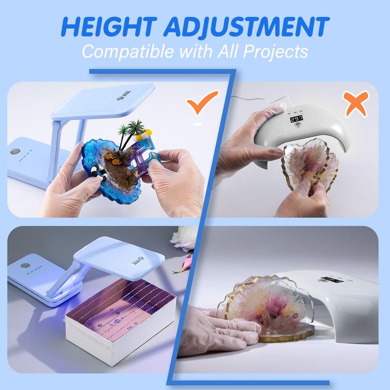 Premium Wireless UV Light,Foldable UV Light for Resin with Large Curing Area, Height Adjustable 20min Continuous UV Light for Resin Curing, Resin Molds, Jewelry Making, DIY Craft - LET'S RESIN Premium Wireless UV Light,Foldable UV Light for Resin with Large Curing Area, Height Adjustable 20min Continuous UV Light for Resin Curing, Resin Molds, Jewelry Making, DIY Craft - LET'S RESIN