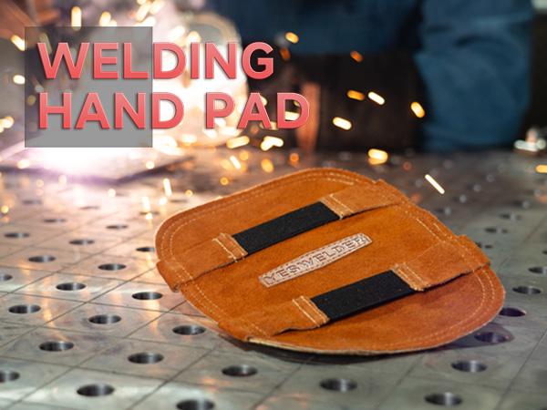 YESWELDER Hand Heat Shield with Elastic Band, Double-Layer Cowhide Leather Aluminized Back Welding Hand Pad