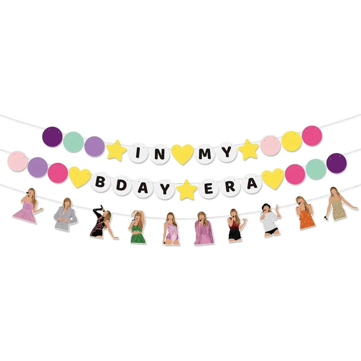 In My Birthday Era Banner Friendship Bracelet Garland for Singer Bday Party | Pre-strung,Bday Photo Booth Backdrop, HBD Sign Supplies