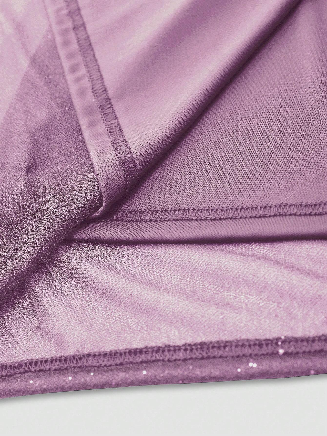 ZAFUL Women’s Sleeveless Glitter Ruched Bodycon Midi Dress with Slit – Sexy Summer Dress for Date or Party with Sparkly Fabric