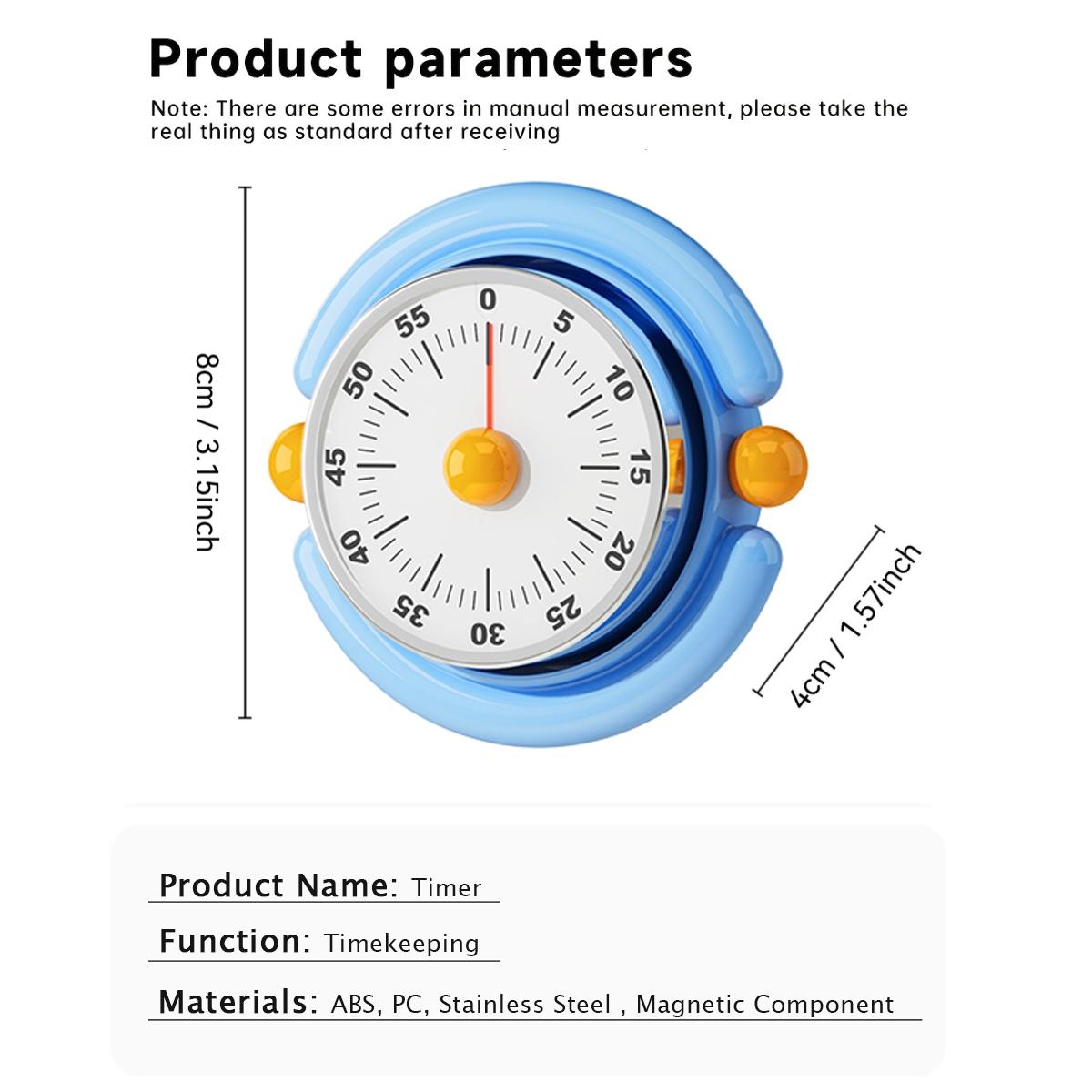 Kitchen Must-Have! Visual, Time Management Timer, 60-Minute Mechanical Magnetic Stainless Steel Timer, Visual Countdown Reminder for Kitchen Cooking & Student, Kitchen Egg Timer