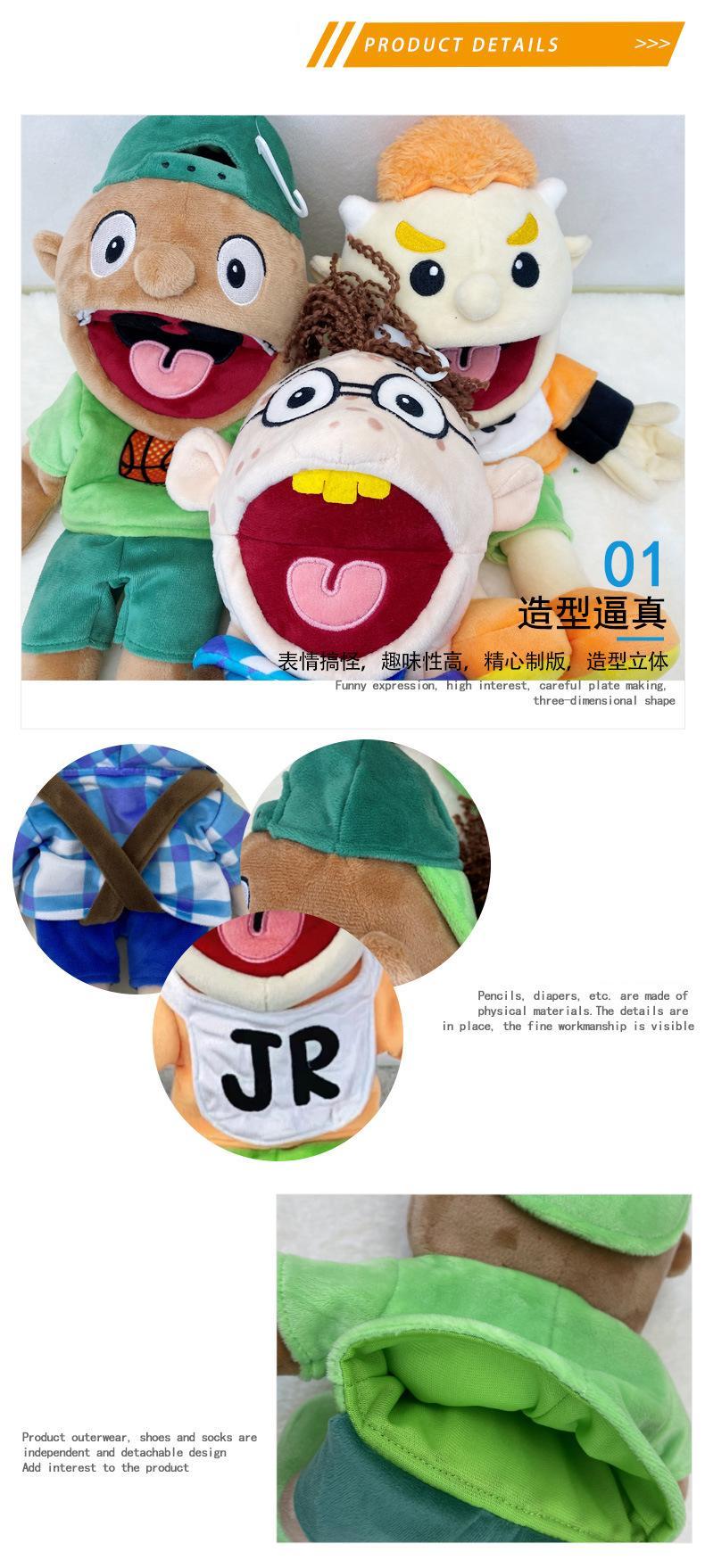 Jeffy Family Hand Puppet Pet Booger Feebee Rocker Zombie Dad Mom Chef Price Police Junior Joseph Cody Penolope Open Mouth Muppet